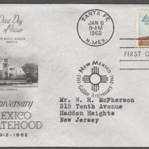 Scott# 1191 "NEW MEXICO STATEHOOD" ARTCRAFT FIRST DAY COVER