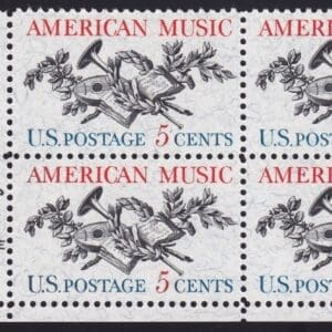 Scott# 1252 "AMERICAN MUSIC" MNH ZIP BLOCK (4) NICELY CENTERED