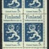 Scott# 1334 "FINNISH INDEPENDENCE" MNH ZIP BLOCK (4) NICELY CENTERED