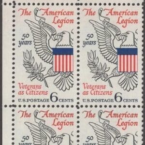 Scott# 1369 "AMERICAN LEGION" MNH ZIP BLOCK (4) NICELY CENTERED