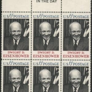 Scott# 1383 "EISENHOWER - 34th PRESIDENT" MAIL EARLY BLOCK (6) MNH