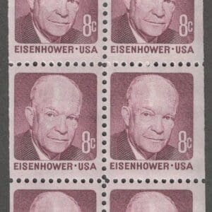 Scott# 1395b "DWIGHT D EISENHOWER" MNH BKLT PANE (6) NICELY CENTERED