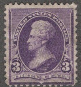 Scott# 221 "JACKSON" USED, BARELY CANCELLED, NICELY CENTERED