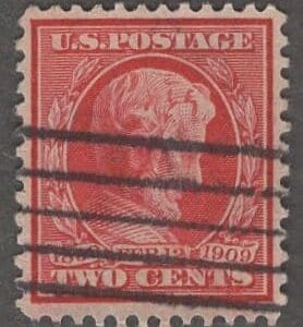 Scott# 367 "LINCOLN MEMORIAL ISSUE" BAR GRID CANCEL, NICELY CENTERED