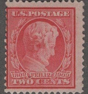 Scott# 369 "LINCOLN MEMORIAL ISSUE" MINT HINGED, BLUE PAPER