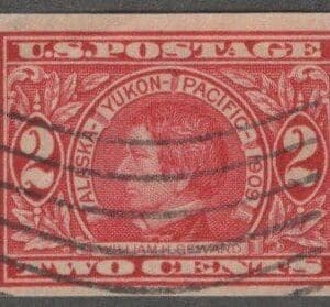 Scott# 371 "ALASKA-YUKON-PACIFIC EXPO" IMPERF, FLAG CANCEL, NICELY CENTERED