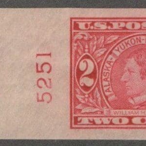 Scott# 371 "ALASKA-YUKON" MINT IMPERF, PLATE # & MARGINAL MARKINGS SINGLE