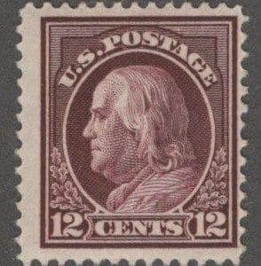 Scott# 417 "FRANKLIN" MINT PERF 12, SINGLE LINE WATERMARK