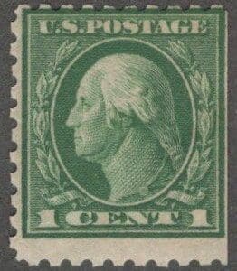 Scott# 424 "WASHINGTON" MNH FLAT PLATE PERF 10 SLWMK MARGIN SINGLE