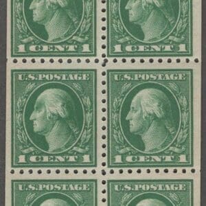 Scott# 462a "WASHINGTON" BOOKLET PANE (6) MNH, NICELY CENTERED