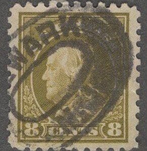 Scott# 470 "FRANKLIN" PERF 10, NO WMK, NEWARK NJ DBL OVAL CANCEL