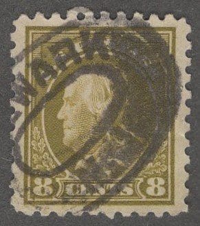 Scott# 470 "FRANKLIN" PERF 10, NO WMK, NEWARK NJ DBL OVAL CANCEL