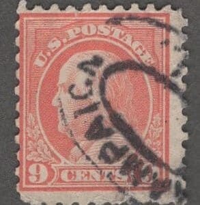 Scott# 471 FRANKLIN PERF 10, NO WMK USED, CHAMPAIGN, ILL DBL OVAL CANCEL