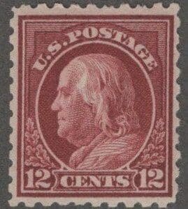 Scott# 474 "FRANKLIN" MINT FLAT PLATE PERF 10, NO WMK, NICELY CENTERED