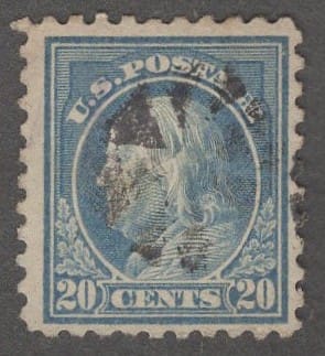 Scott# 476 FRANKLIN PERF 10 NO WMK, PARTIAL GEOMETRIC WEDGE CANCEL - Image 2