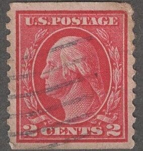 Scott# 492 WASHINGTON TYPE III, PERF 10 V COIL, USED, FLAG CANCEL