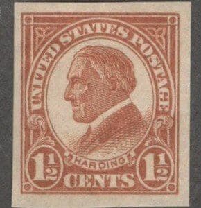 Scott# 631 "HARDING" MINT IMPERFORATE, NICELY CENTERED