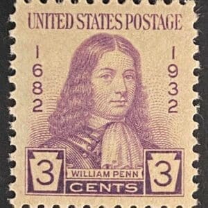 Scott# 724 WILLIAM PENN" MINT SINGLE, NICELY CENTERED
