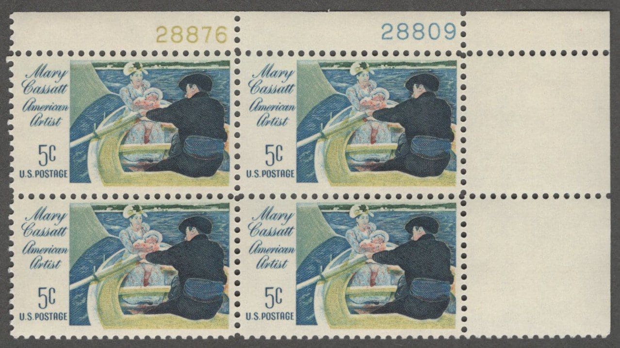 Scott# 1322A "MARY CASSATT-ARTIST" MNH TAGGED PLATE BLOCK (4)