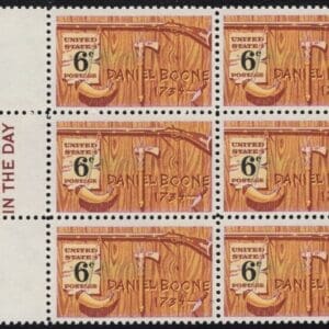 Scott# 1357 "DANIEL BOONE" MNH MAIL EARLY BLOCK (6) NICELY CENTERED