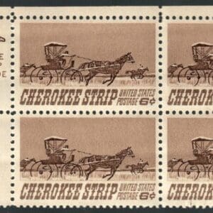 Scott# 1360 "CHEROKEE STRIP" MNH ZIP BLOCK (4) NICELY CENTERED