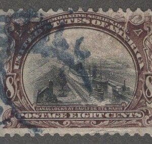 Scott# 298 "PAN AM-CANAL at SAULT STE. MARIE" USED, BLUE LOCAL CANCEL