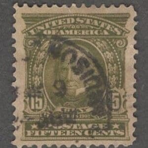 Scott# 309 "CLAY" USED WITH MADISON WI CDS CANCEL, CHOICE CENTERING