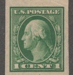 Scott# 408 "WASHINGTON" MPH IMPERFORATE SINGLE, NICE MARGINS