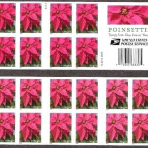 Scott# 4816C "POINSETTIA" S/A REPRINT (2014 DATE) BOOKLET PANE (20) MNH