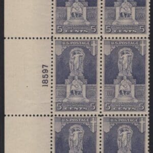 Scott# 628 "ERICSSON MEMORIAL" MNH PLATE BLOCK (6) NATURAL GUM WRINKLE
