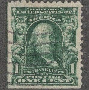 Scott# 300b "FRANKLIN" USED BOOKLET SINGLE, NICELY CENTERED