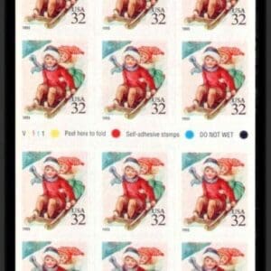Scott# 3013a "CHILDREN SLEDDING" S/A ATM BOOKLET PANE (18) MNH