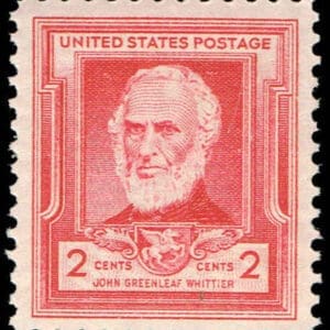 Scott# 865 "FAMOUS AMERICANS - JOHN G WHITTIER" MNH, NICELY CENTERED