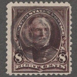 Scott# 257 "SHERMAN" BUREAU ISSUE, NO WATERMARK, SON BULLSEYE CANCEL