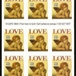 Scott# #2949a "LOVE CHERUB" MNH IMPERF NON-DENOMINATED BKLET PANE (20)