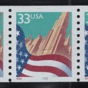 Scott# 3280a "FLAG OVER CITY" LARGE 1999 DATE PNC (5) #3333