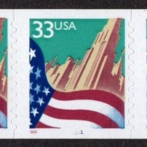 Scott# 3281c "FLAG OVER CITY" MNH DIE CUT 9.8 SMALL DATE PNC5 P# 1111
