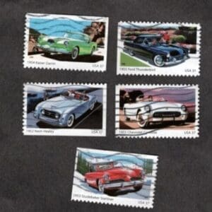 Scott# 3931-35 "SPORTY CARS" USED BOOKLET SINGLES SET (5)