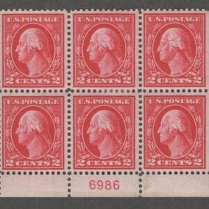 Scott# 406 "WASHINGTON" MINT PLATE BLOCK (6) NICELY CENTERED
