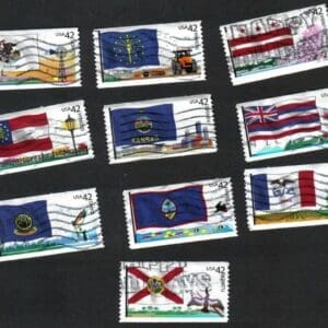 Scott# 4283-92 "FLAGS OF OUR NATION" USED SET #2, SINGLES SET (10)