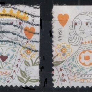 Scott# 4404-05 "LOVE-KING & QUEEN of HEARTS" USED BOOKLET SINGLES (2)