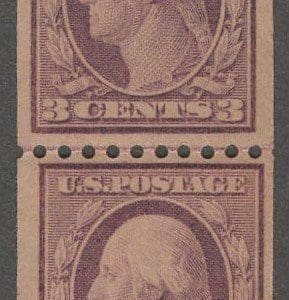 Scott# 489 "WASHINGTON" MINT, PERF 10 TYPE I, PASTE-UP PAIR