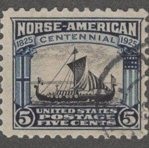 Scott# 621"NORSE AMERICAN ISSUE" USED, PARCEL CANCEL