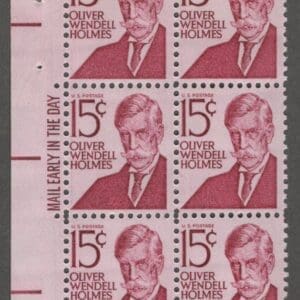 Scott# 1288 "OLIVER W HOLMES - SUPREME COURT JUDGE" MNH MAIL EARLY BLOCK (6)