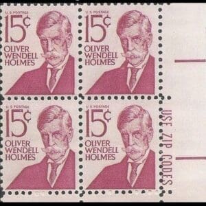 Scott# 1288 "OLIVER W HOLMES - SUPREME COURT JUDGE" MNH ZIP BLOCK (4)