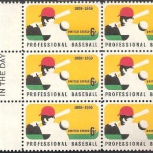 Scott# 1381 "BASEBALL" MNH MAIL EARLY BLOCK (6) NICELY CENTERED