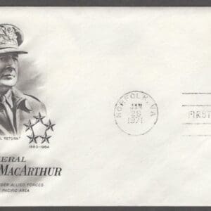 Scott# 1424 "DOUGLAS MacARTHUR-GENERAL" ARTCRAFT UNADDRESSED FDC
