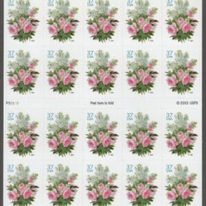 Scott# 3836 "GARDEN BOUQUET" MNH UNFOLDED BOOKLET PANE (20)