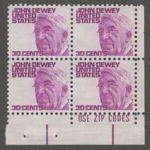 Scott# 1291 "JOHN DEWEY - EDUCATOR" ZIP BLOCK (4) MNH
