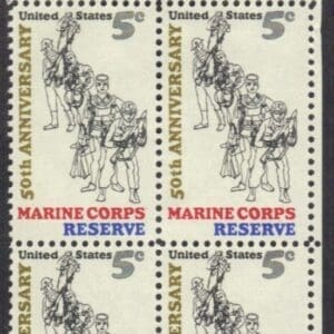 Scott# 1315 "MARINE CORPS RESERVE" ZIP BLOCK (4) MNH